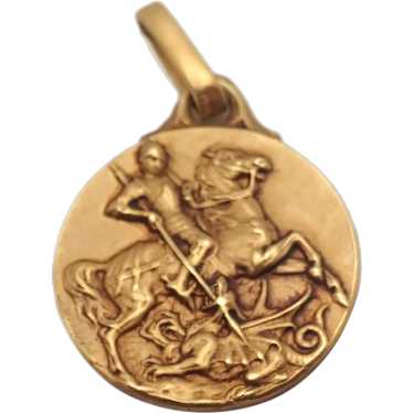 French St George Gold Filled Medal or Charm - ORIA - image 1