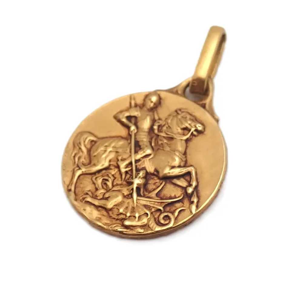 French St George Gold Filled Medal or Charm - ORIA - image 3