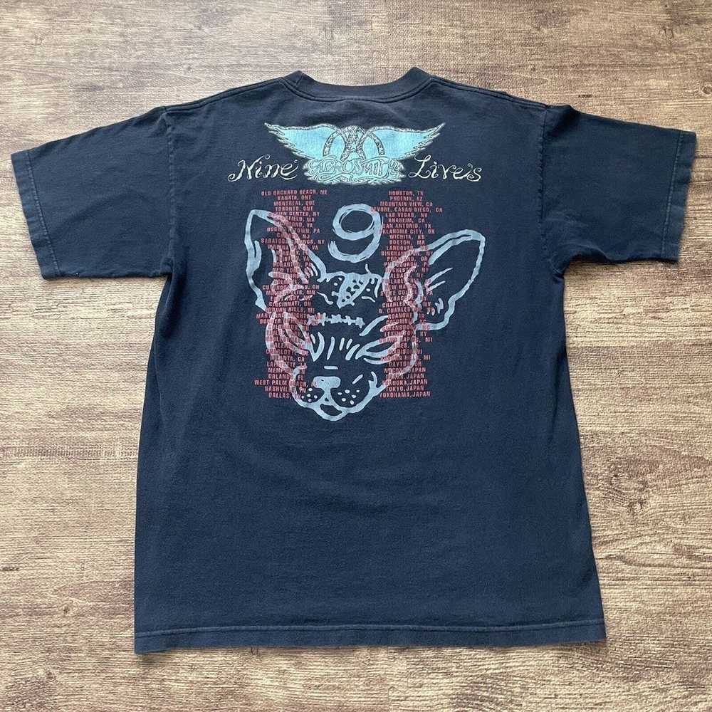 Vintage Aerosmith Tour T-Shirt Nine Lives 1997 Si… - image 2
