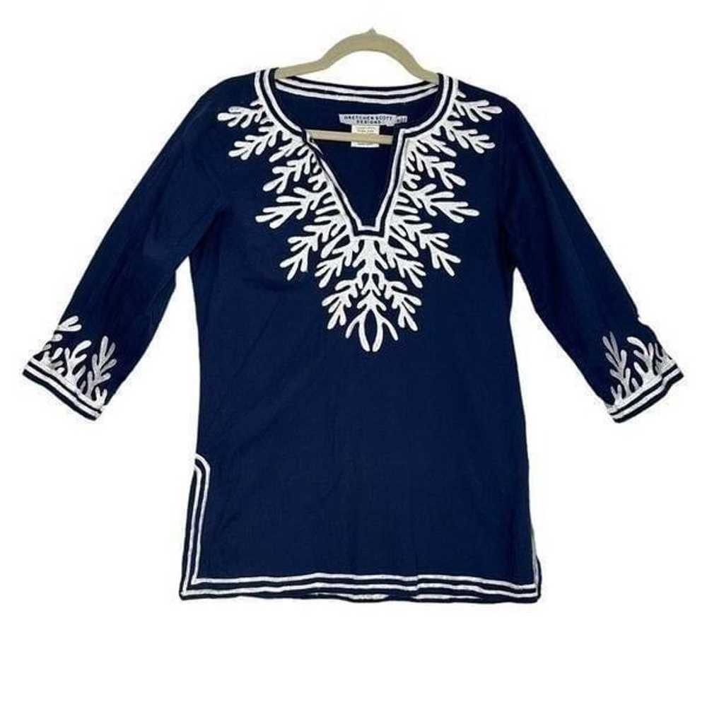 Gretchen Scott Reef Embroidered Tunic in Blue| Si… - image 2