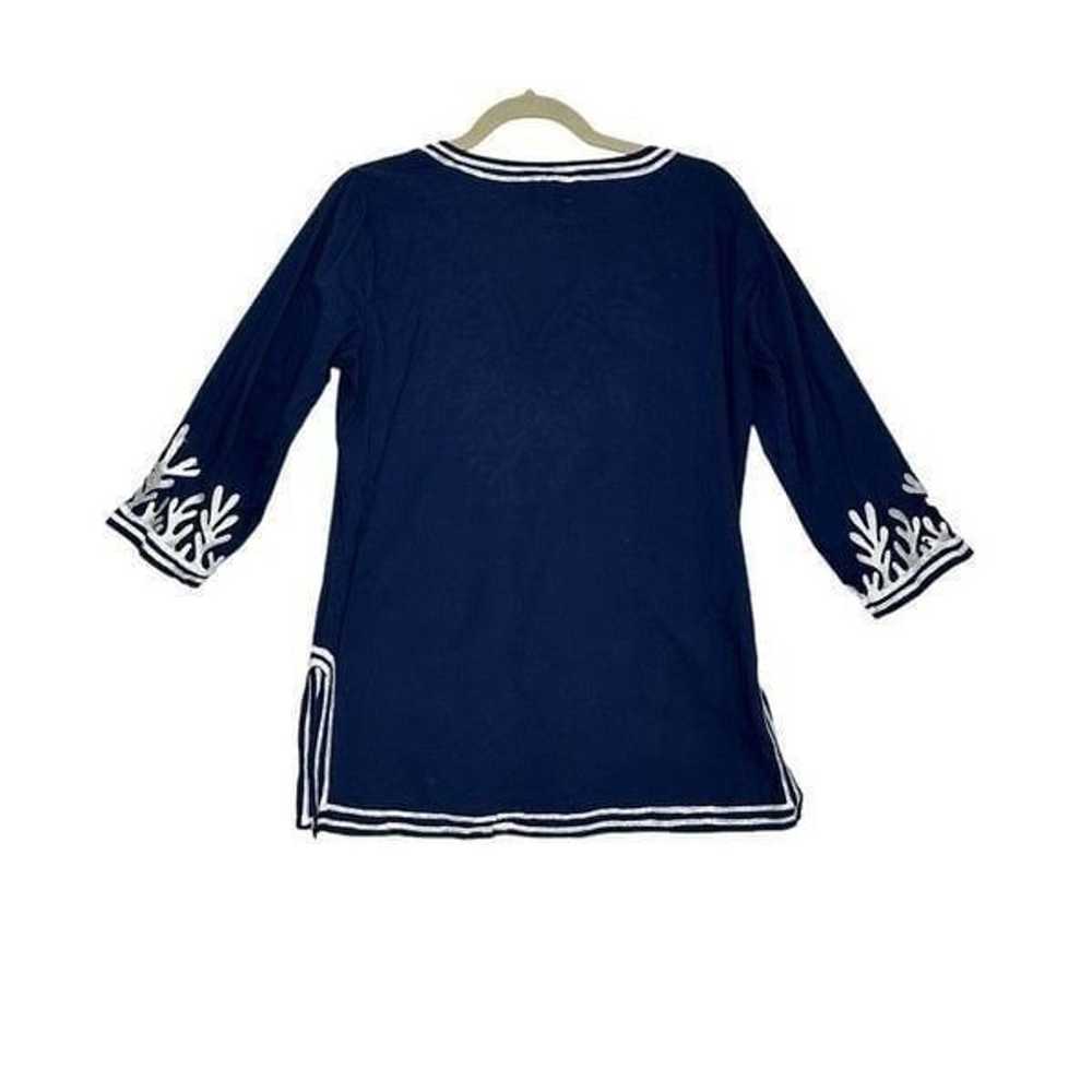 Gretchen Scott Reef Embroidered Tunic in Blue| Si… - image 4