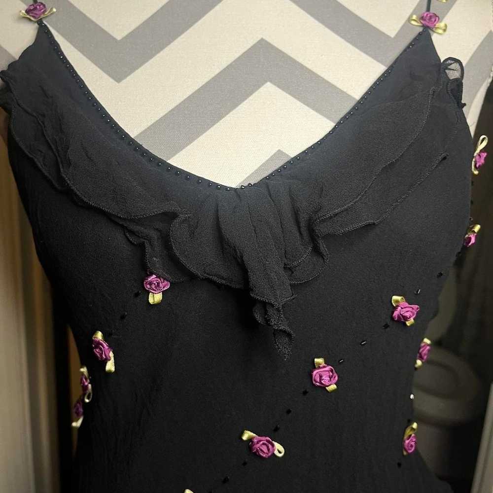 90s silk rosette beaded blouse - image 7