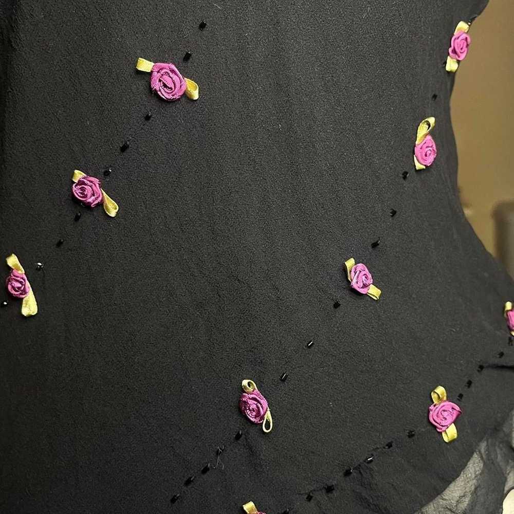 90s silk rosette beaded blouse - image 8