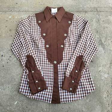 Vintage Fenton Western Shirt Size 12 M USA Brown … - image 1