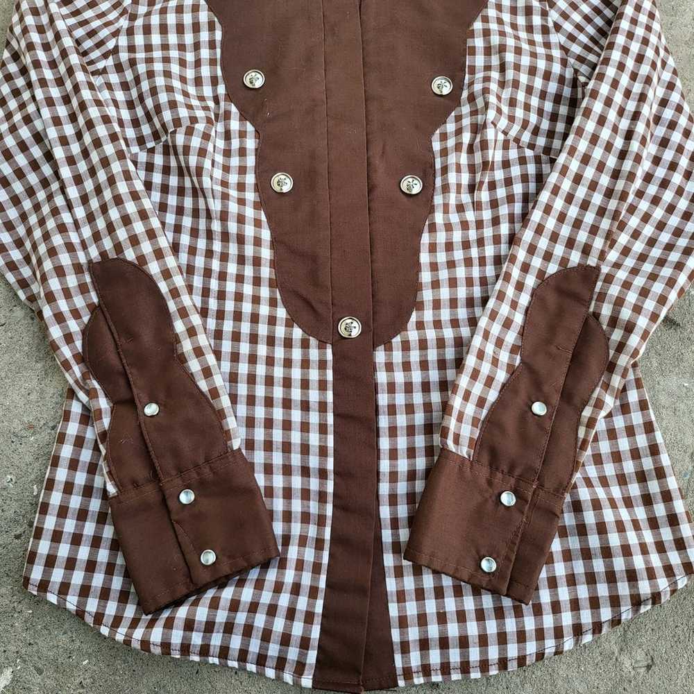 Vintage Fenton Western Shirt Size 12 M USA Brown … - image 3