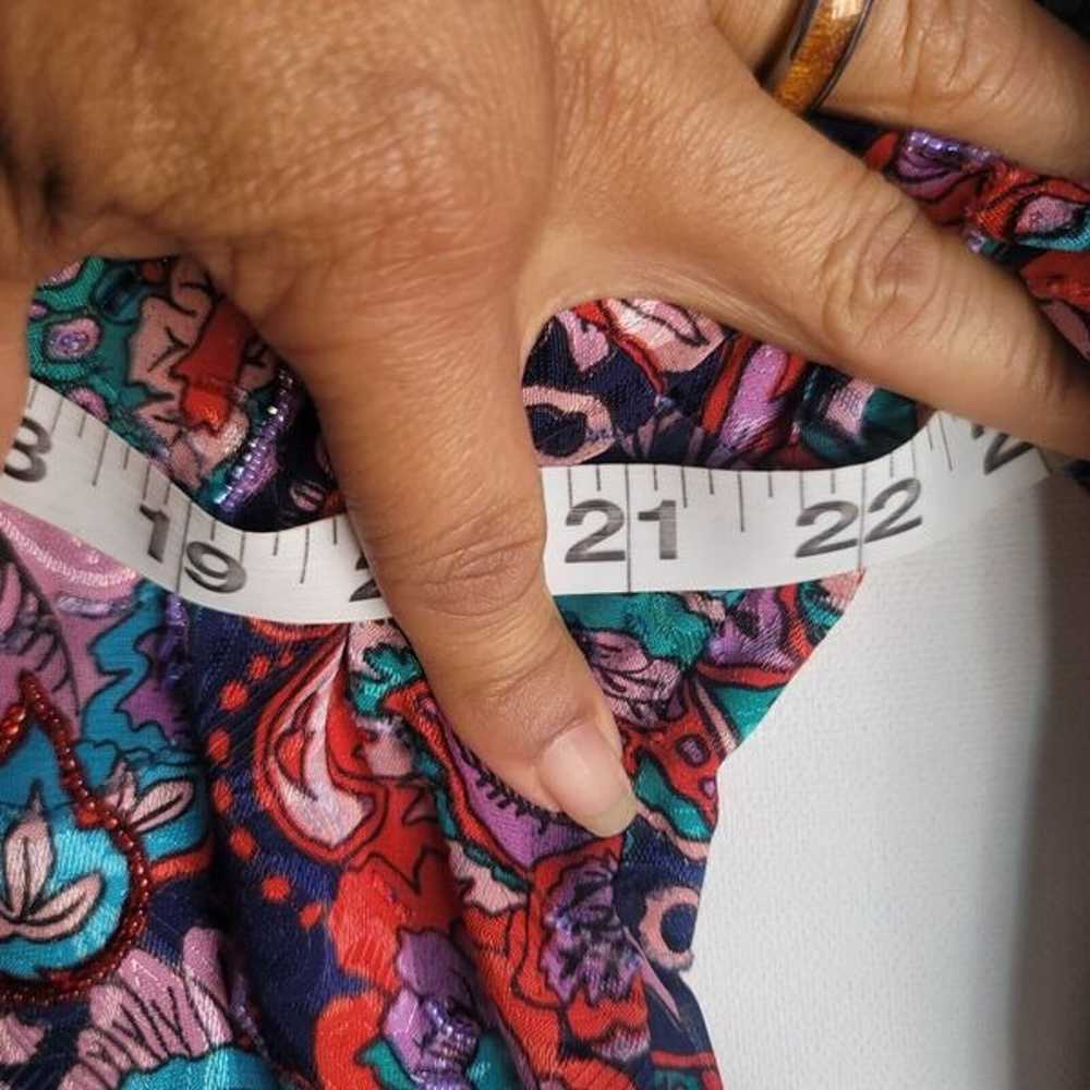 Diane Freis Vintage Multicolor Sheer Beaded Blous… - image 11