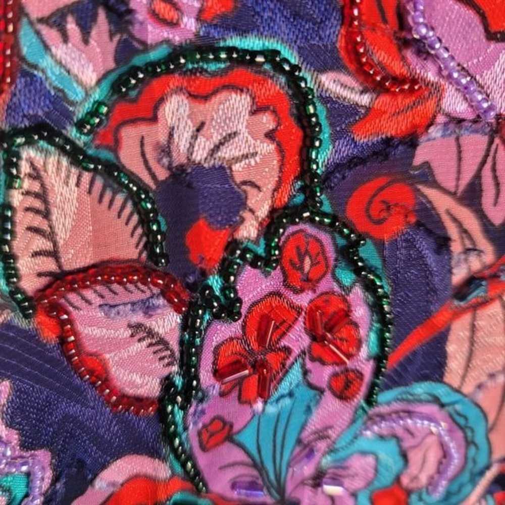 Diane Freis Vintage Multicolor Sheer Beaded Blous… - image 4