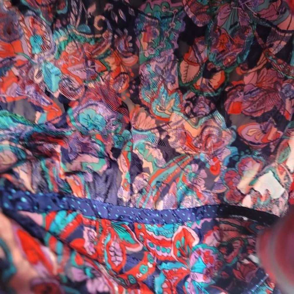 Diane Freis Vintage Multicolor Sheer Beaded Blous… - image 7