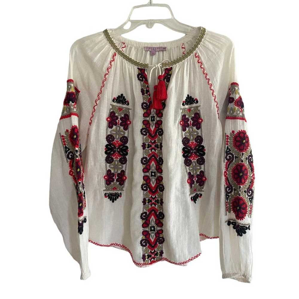 Calypso St Barth Inabu Embroidered Peasant Top Si… - image 4