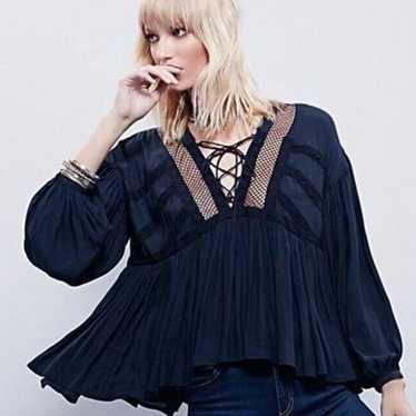 Free People 'Don't Let Go' Peasant Top black Goth… - image 1
