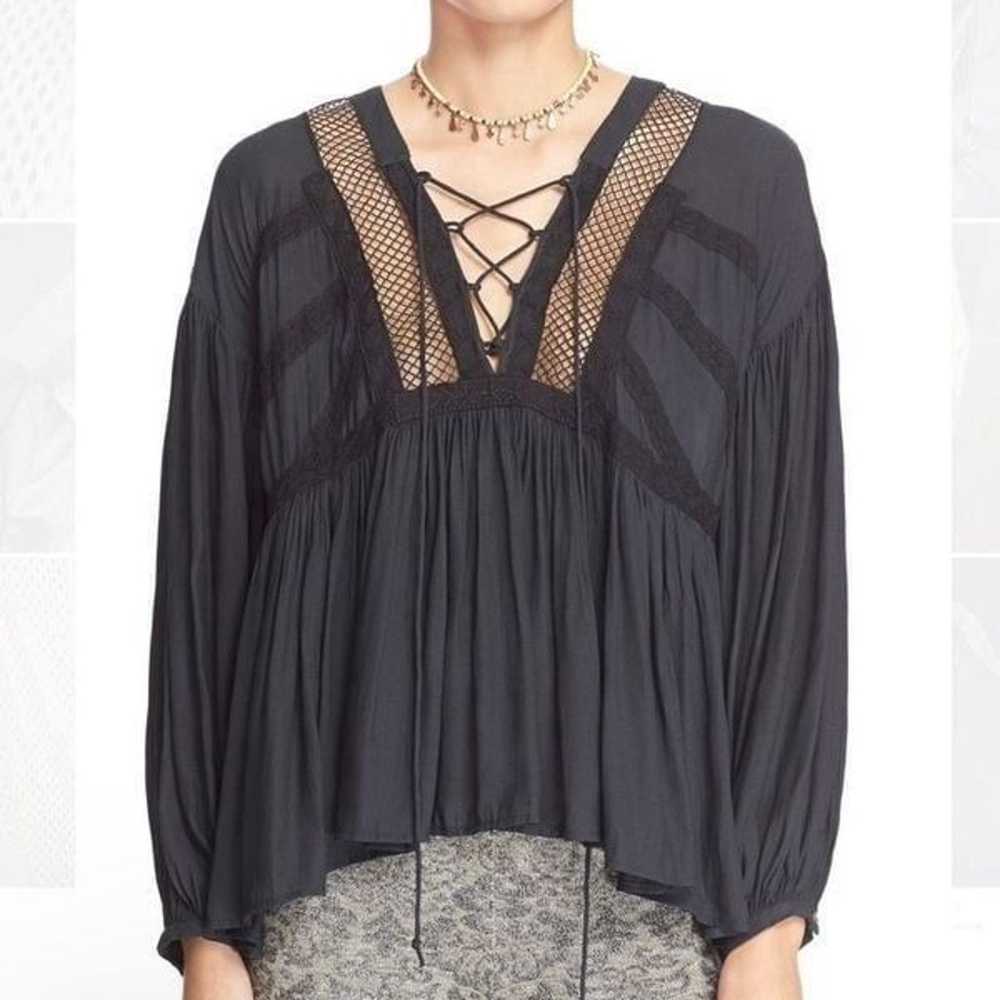 Free People 'Don't Let Go' Peasant Top black Goth… - image 2