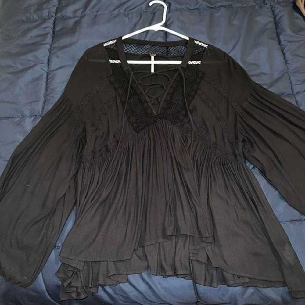 Free People 'Don't Let Go' Peasant Top black Goth… - image 4