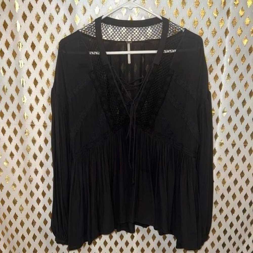 Free People 'Don't Let Go' Peasant Top black Goth… - image 5
