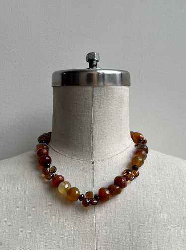 Faceted Carnelian and Citrine Briolettes with Rhod