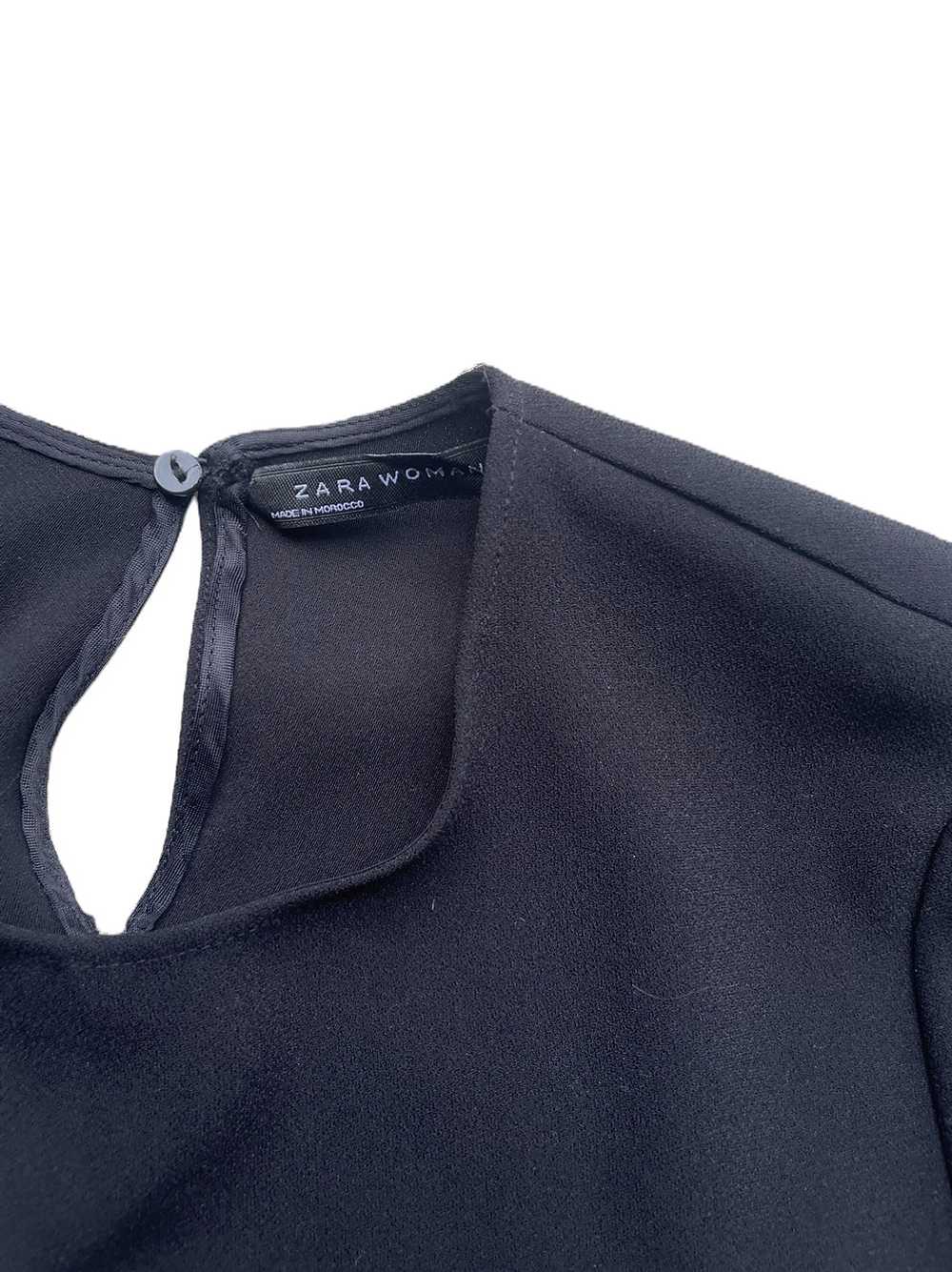 Zara Peplum Black Crepe Blouse S - image 3