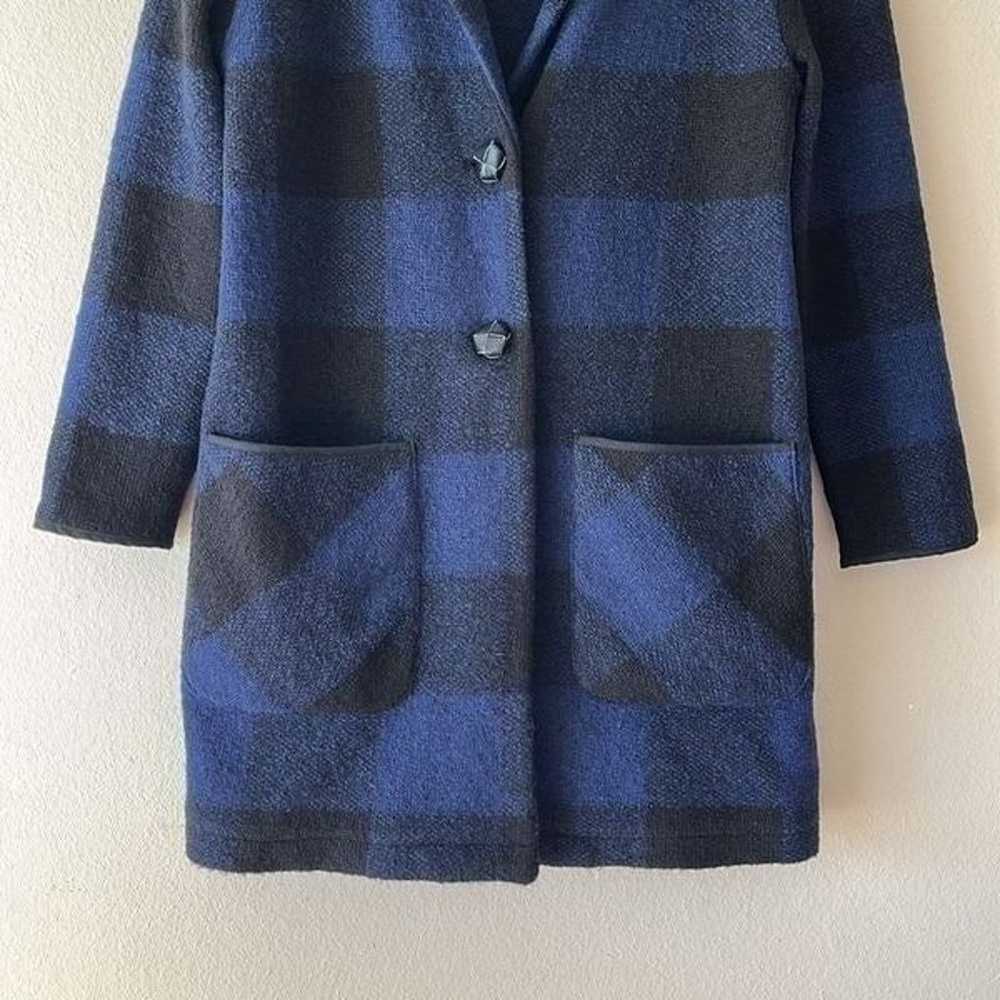 Barney’s New York Checkered Blue and Black Wool B… - image 5
