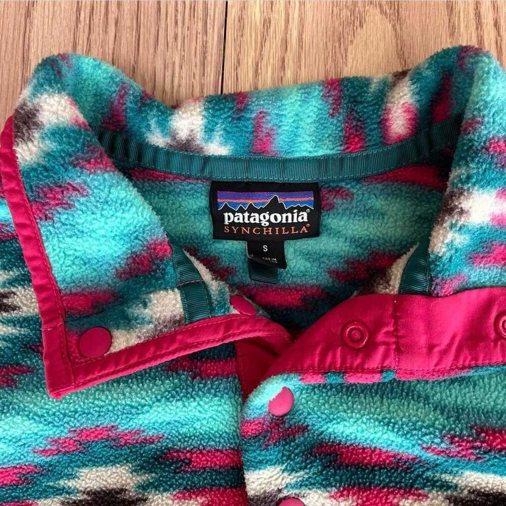 Patagonia Synchilla Blue and Pink Aztec Fleece - image 3