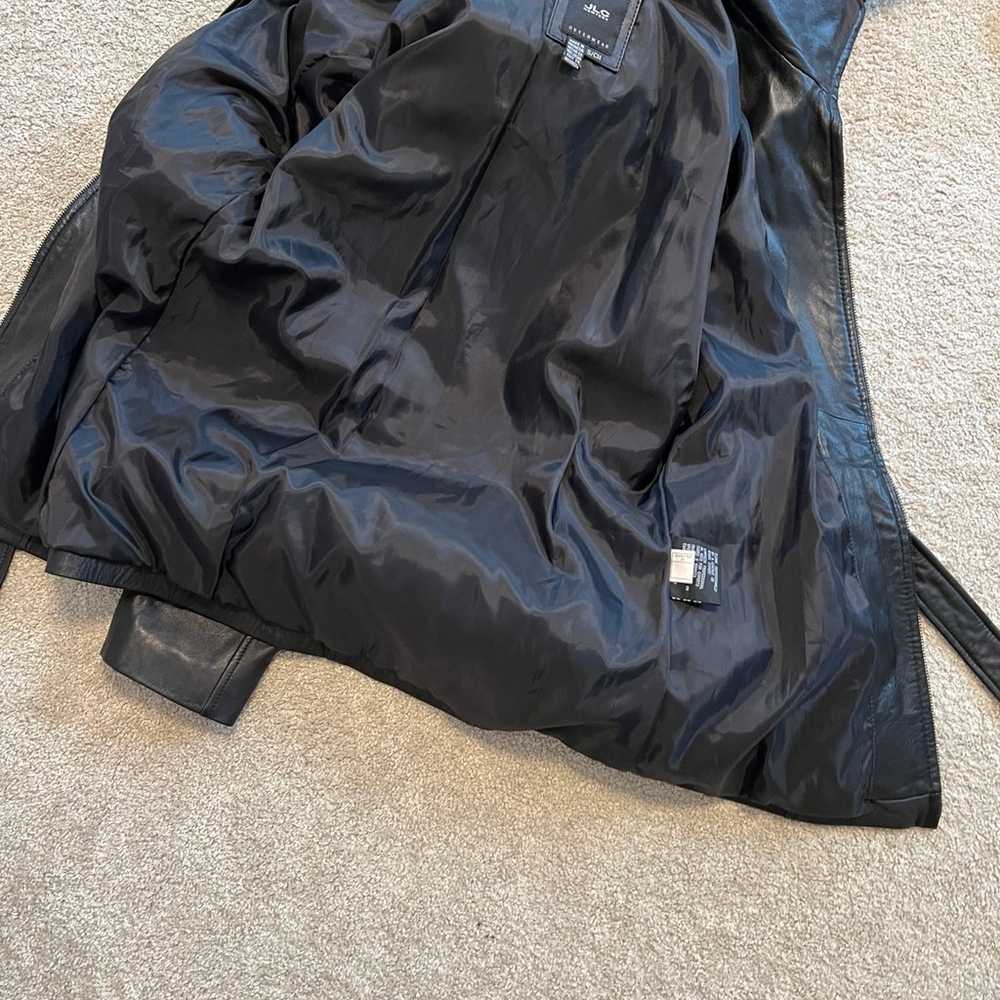 Vintage 90s Y2K Black Leather Belted Jacket Size … - image 6