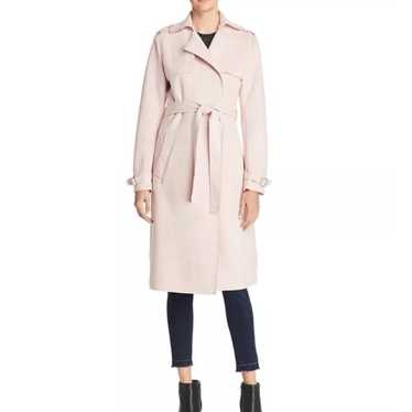 Tahari nude pink faux suede trench coat