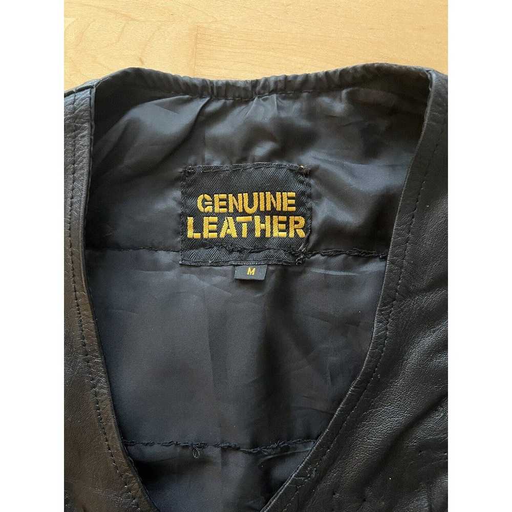 Genuine Leather Lace Up Button V Neck Vest BIG DO… - image 3