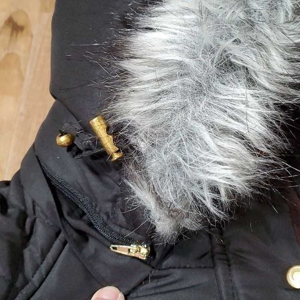 Intl Details Black Faux Fur Hooded Lined Puffer J… - image 4