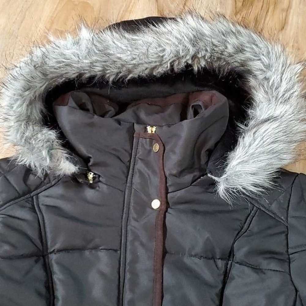 Intl Details Black Faux Fur Hooded Lined Puffer J… - image 5
