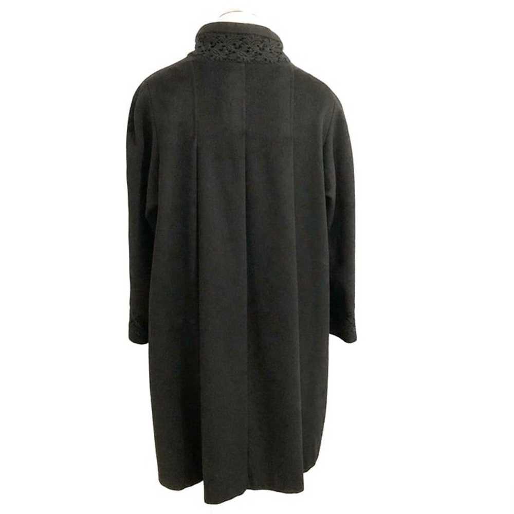 Andrea Vintage Wool Black Dress Coat with Lace De… - image 3