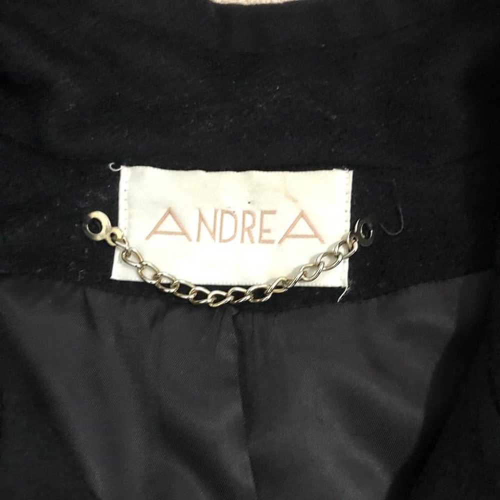 Andrea Vintage Wool Black Dress Coat with Lace De… - image 4