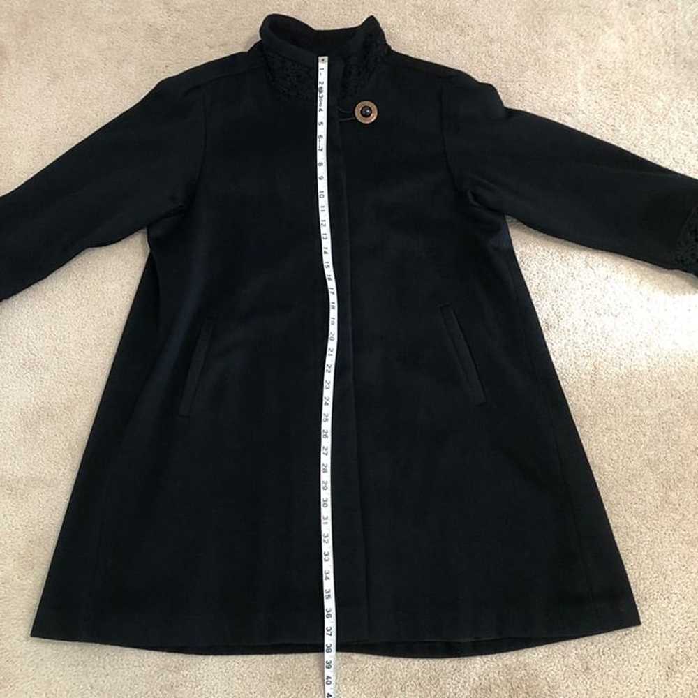 Andrea Vintage Wool Black Dress Coat with Lace De… - image 9