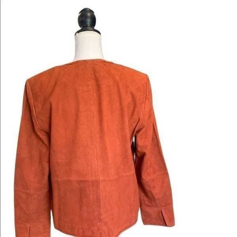 Women's orange genuine suede leather jacket - image 3