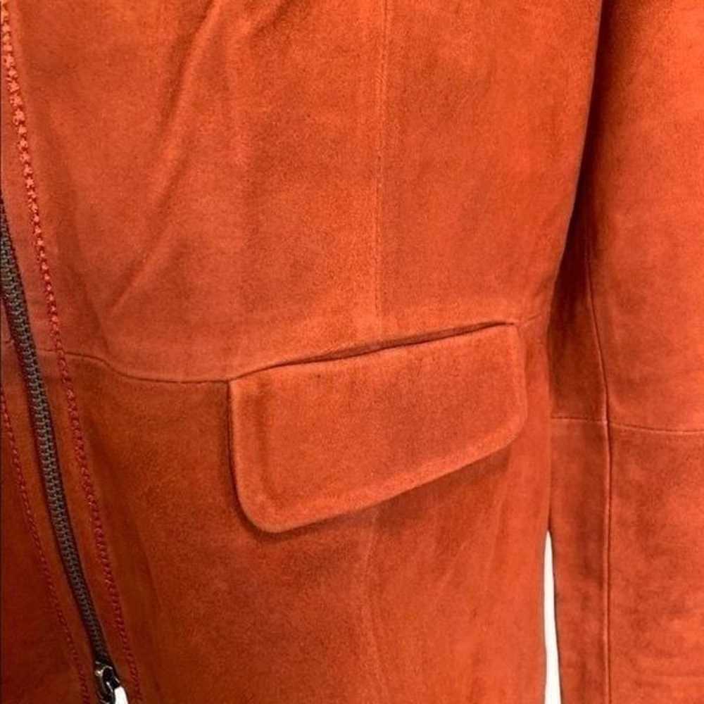 Women's orange genuine suede leather jacket - image 4