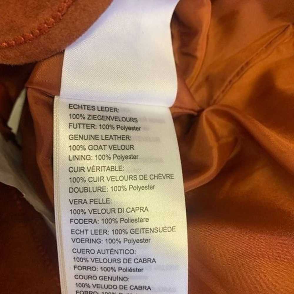 Women's orange genuine suede leather jacket - image 5