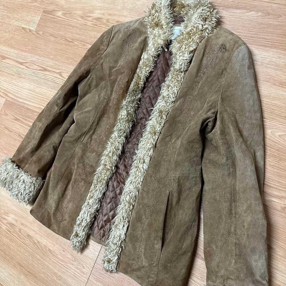y2k charlotte russe pennlyane fur coat with embro… - image 1