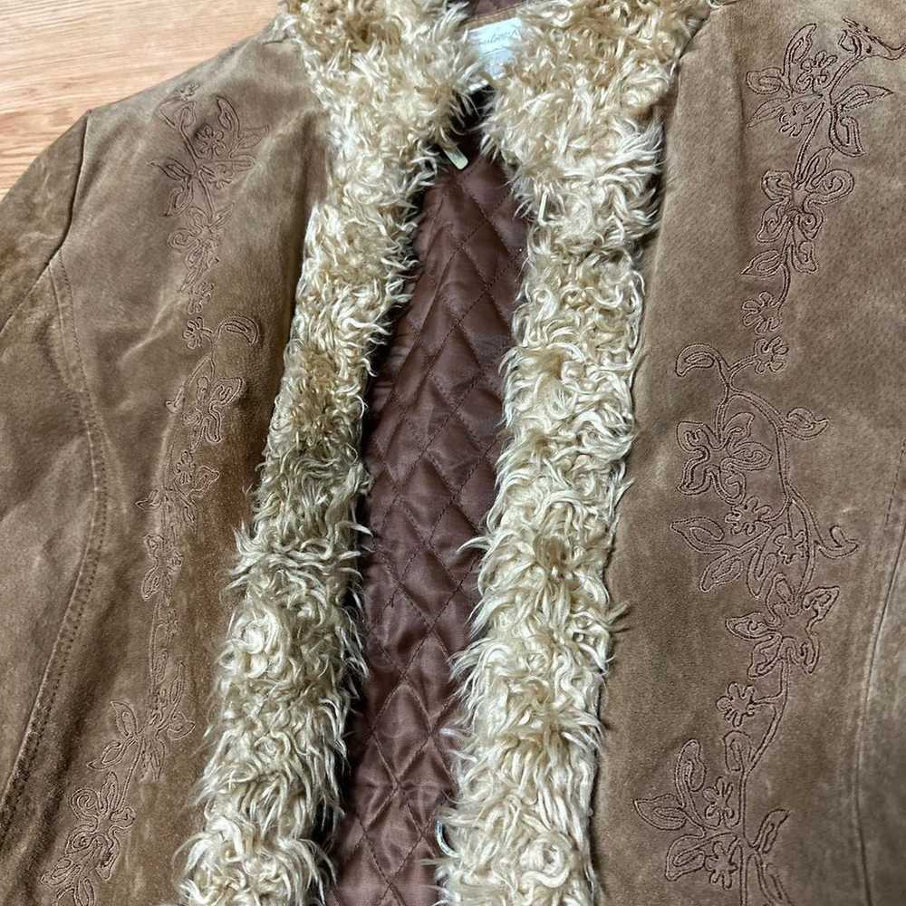 y2k charlotte russe pennlyane fur coat with embro… - image 3