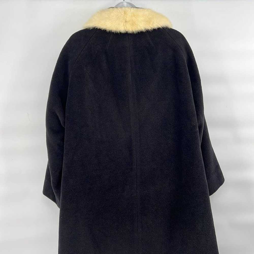 Vintage 60s black wool coat white fur collar unio… - image 7