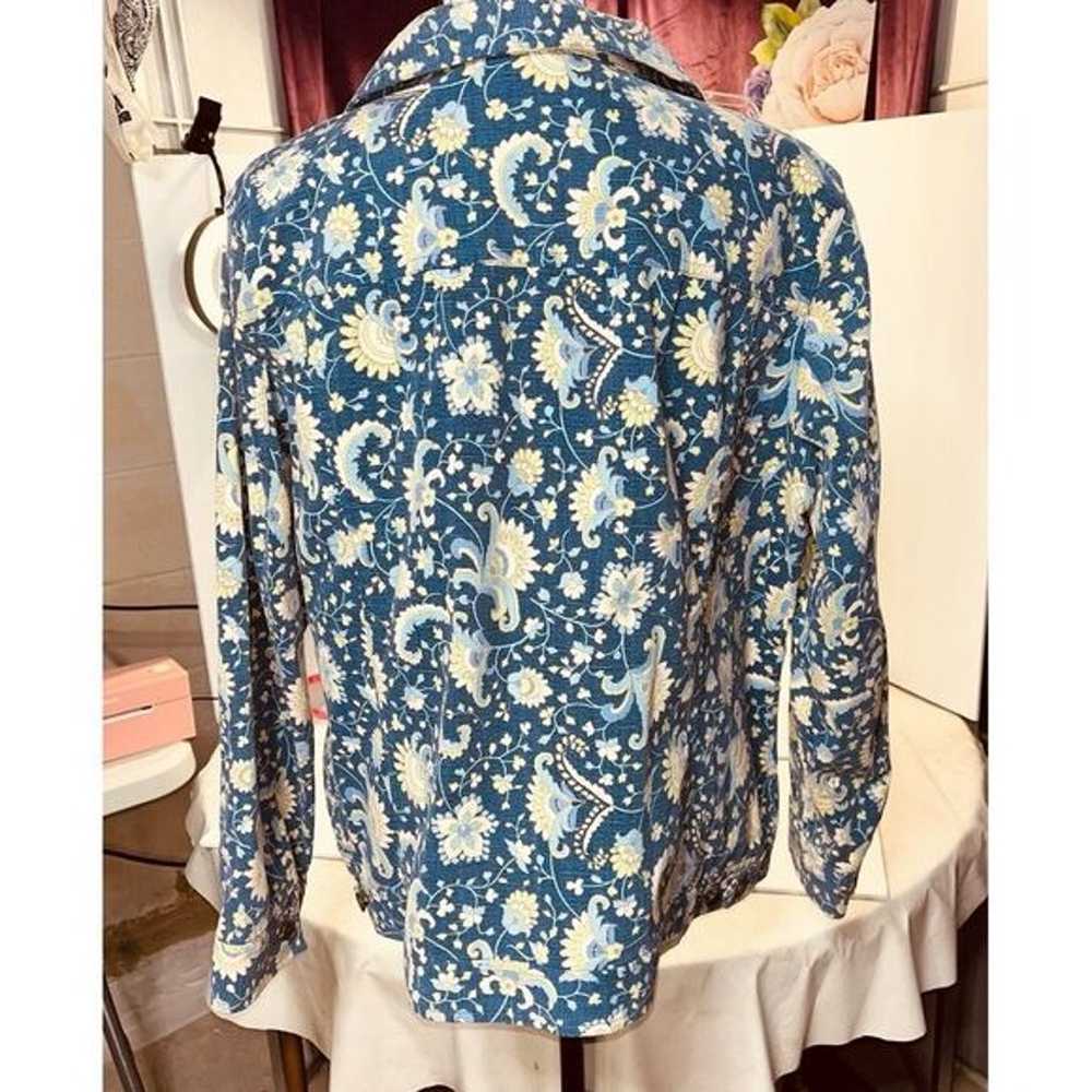 Woman Blue Floral Canvas / Denim Jacket Size 1X L… - image 2