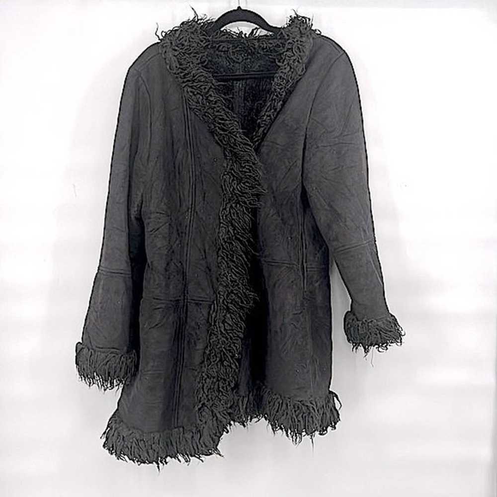 Vintage 90s penny lane black coat size medium fau… - image 1