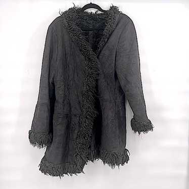 Vintage 90s penny lane black coat size medium fau… - image 1