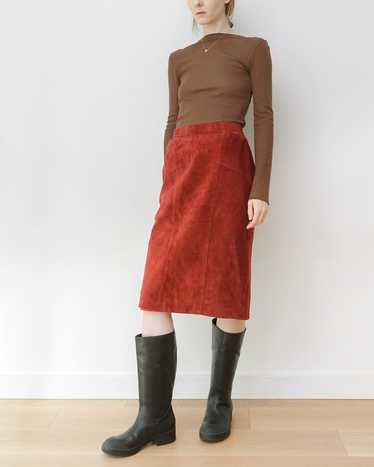 Cranberry Suede Skirt