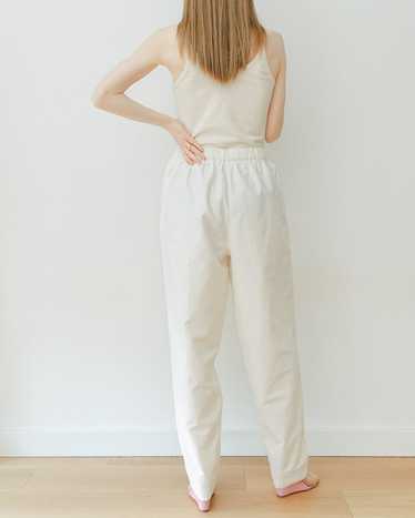 White Cotton High Waisted Trousers