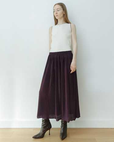 Purple Silky Micropleat Midi Skirt