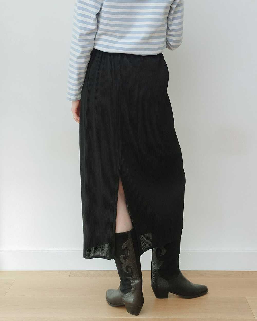 Black Micropleat Midi Skirt - image 2