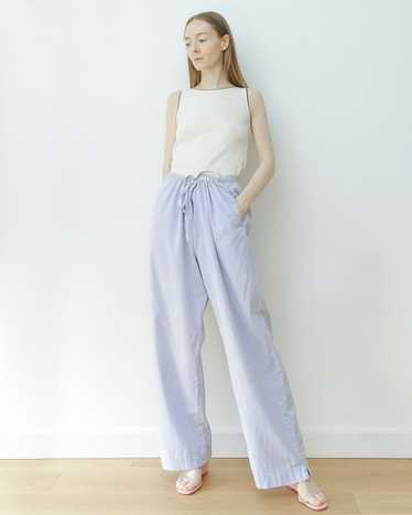 Lilac Linen Wide Leg Drawstring Trousers