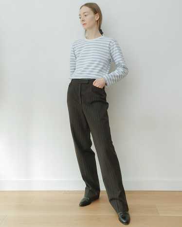 Dark Grey Wool Pinstripe Trousers