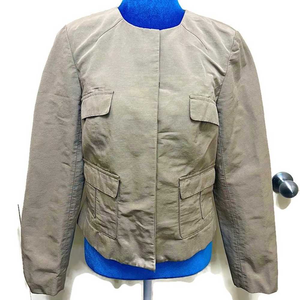 REISS Khaki Beige Textured Short Jacket Blazer Sn… - image 1