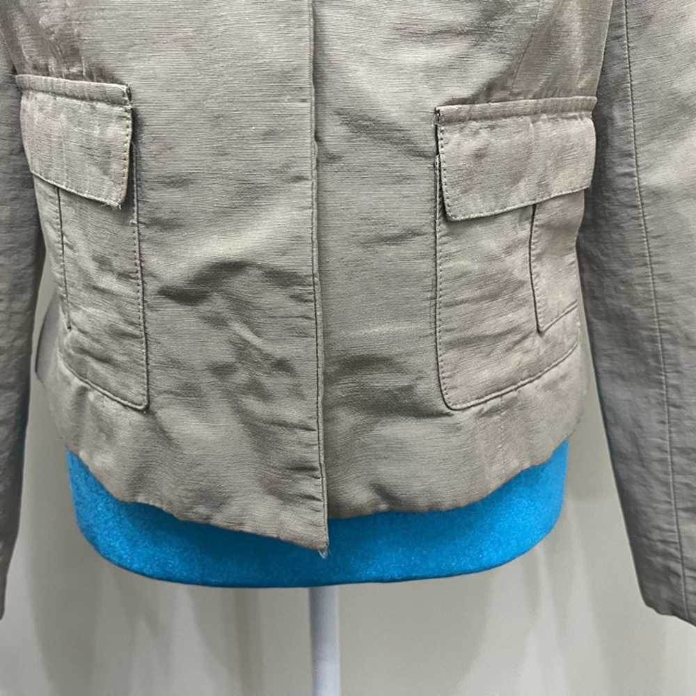 REISS Khaki Beige Textured Short Jacket Blazer Sn… - image 6