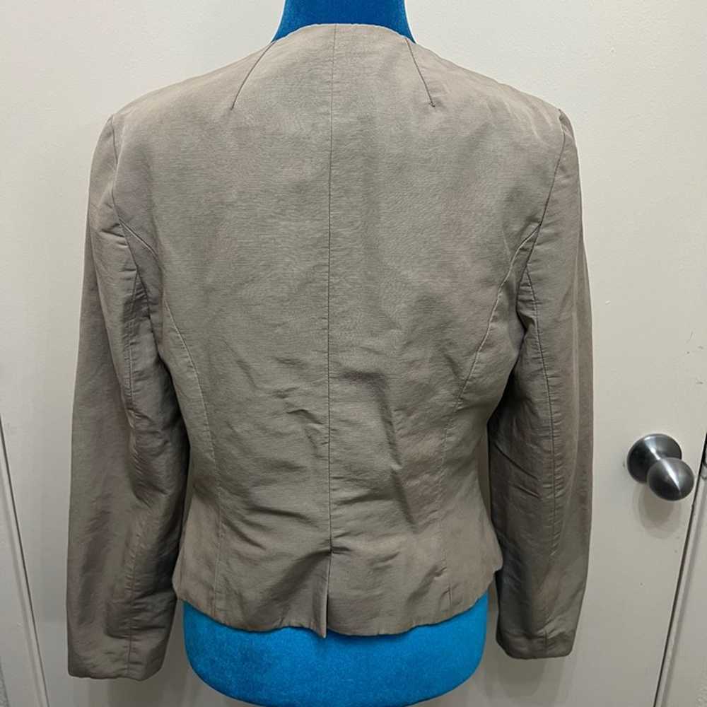 REISS Khaki Beige Textured Short Jacket Blazer Sn… - image 7