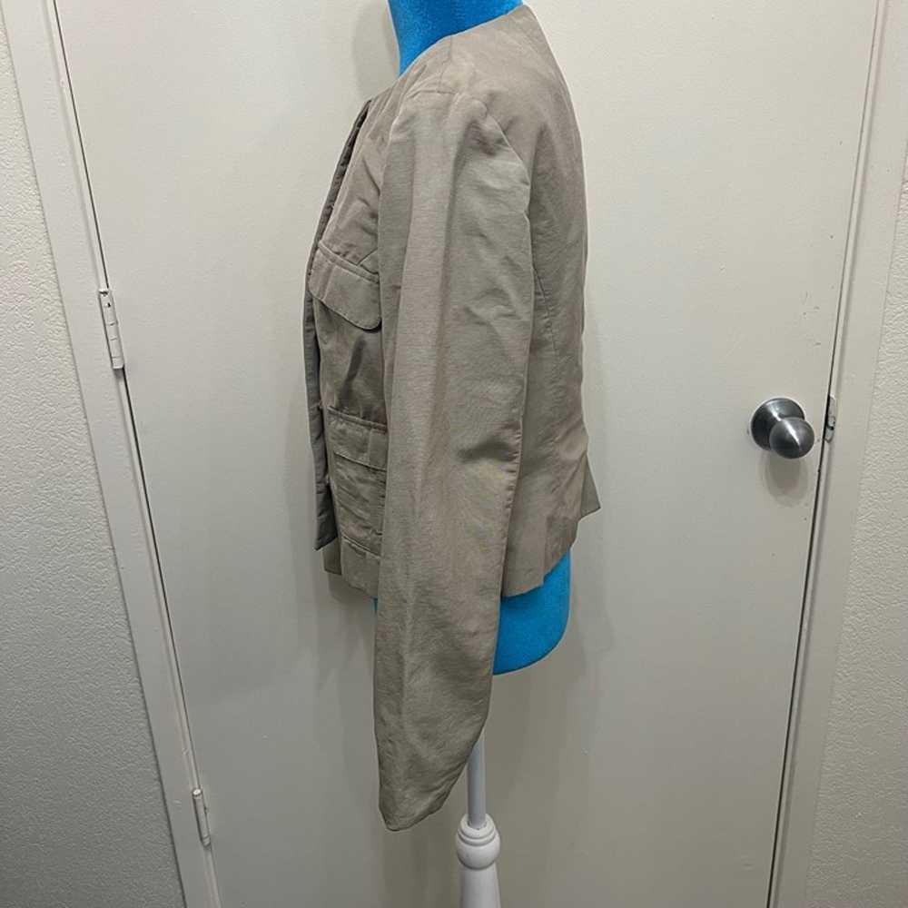 REISS Khaki Beige Textured Short Jacket Blazer Sn… - image 8