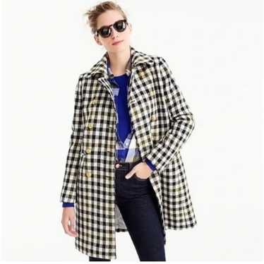 JCrew Oxford Check Double Breast Wool Peacoat - image 1