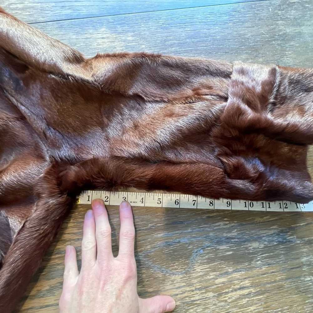 RARE Vintage Calf Hide Hair Fur Long Coat Brown W… - image 11